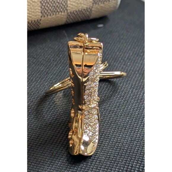 Off Park Crystal Cowboy Boot Keychain or Bag Charm - Gold Tone, Bling - Picture 4 of 6